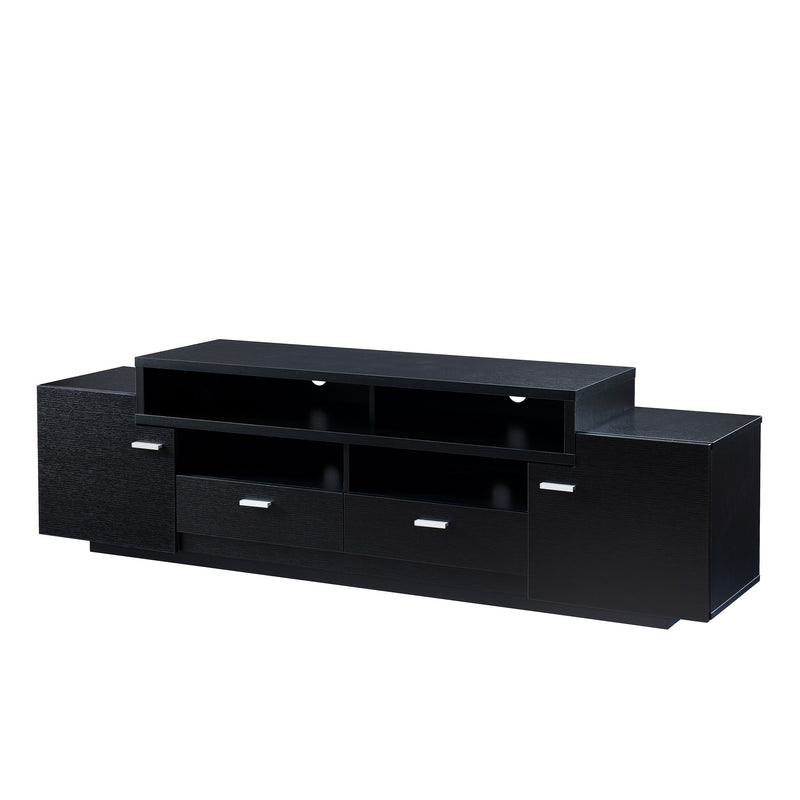 Cordelle Black 4-Door Cabinet 72-inch TV Stand with Rear Wire Access
