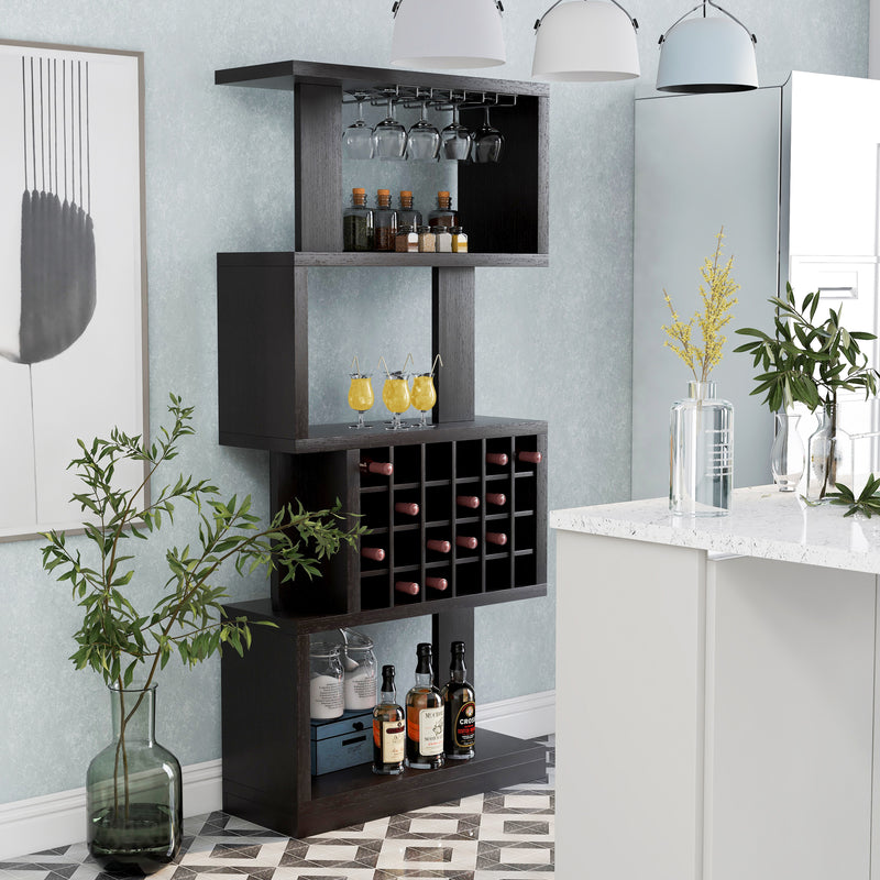 Stella Cappuccino Open-Back 4-Tier Wine Rack