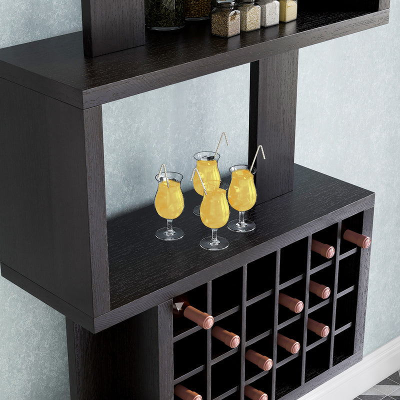 Stella Cappuccino Open-Back 4-Tier Wine Rack