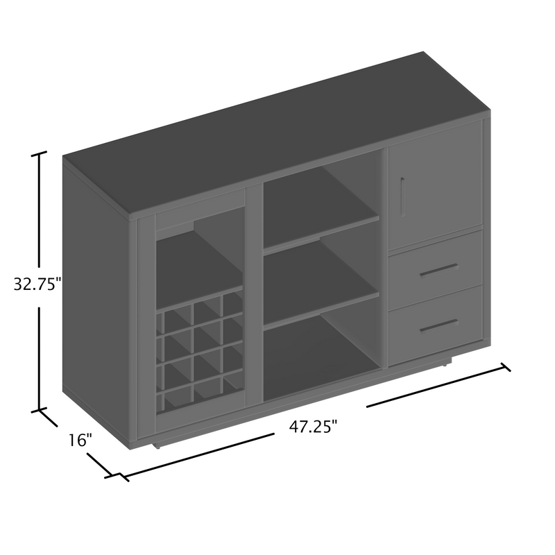 Danette Brown 16-Bottle Wine Slot Sliding Door Cabinet