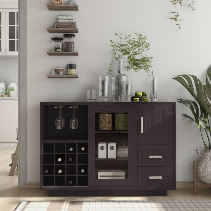 Danette Brown 16-Bottle Wine Slot Sliding Door Cabinet