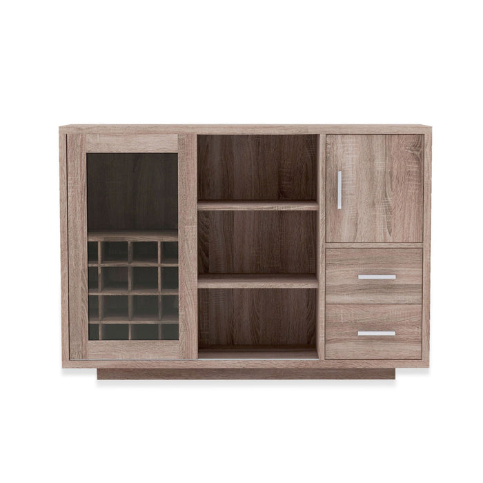 Danette Brown 16-Bottle Wine Slot Sliding Door Cabinet