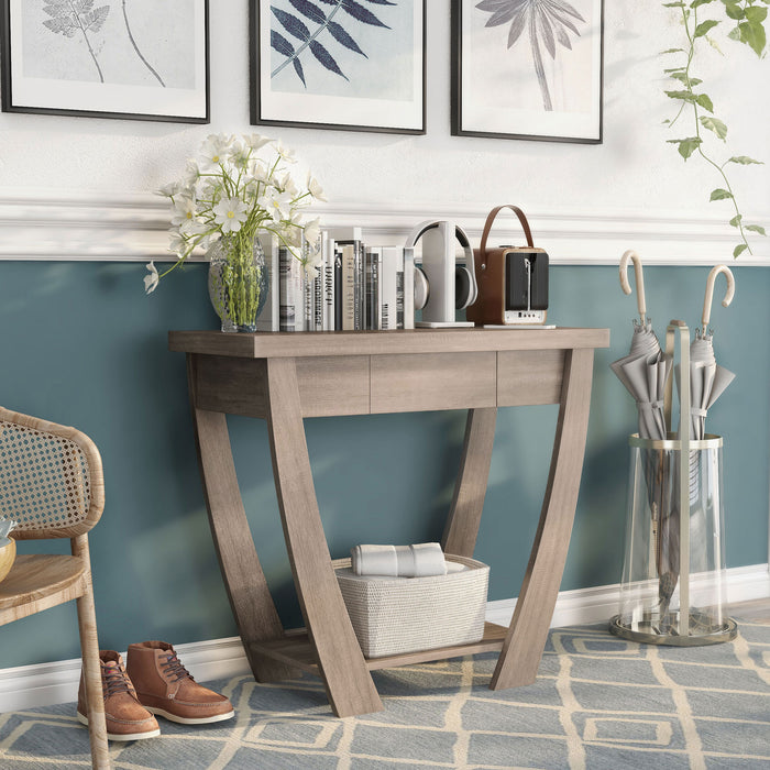 Alesso Light Oak Hidden Single Drawer Entry Way Console Table
