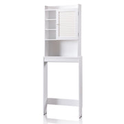 Hanson White Slatted 7-Shelf Compact Bathroom Storage Cabinet