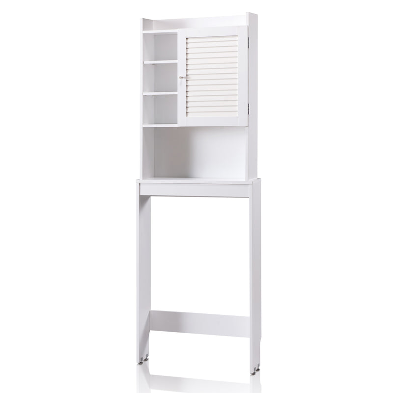 Hanson White Slatted 7-Shelf Compact Bathroom Storage Cabinet
