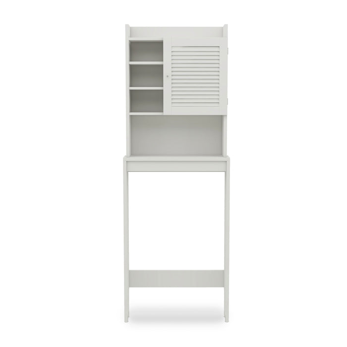 Hanson White Slatted 7-Shelf Compact Bathroom Storage Cabinet