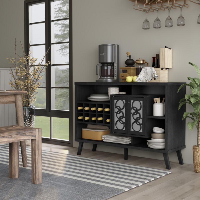 Casera Cappuccino 1-Bottle Wine Slot Overlayed Mirror Cabinet