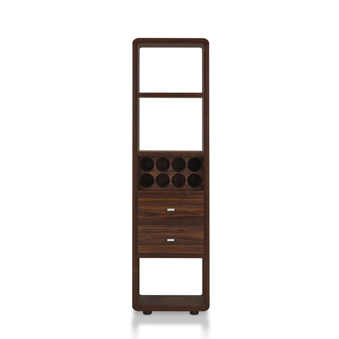 Wellman Transitional Dark Walnut Open Wine Cabinet