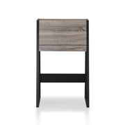 Front facing urban dark gey flip-down desk on a white background