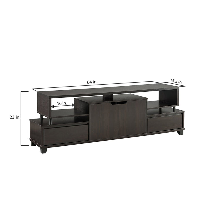 Halloway Cappuccino Tiered Multi-Functional 70-inch TV Console