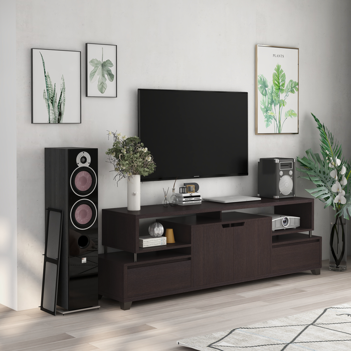 Halloway Cappuccino Tiered Multi-Functional 70-inch TV Console