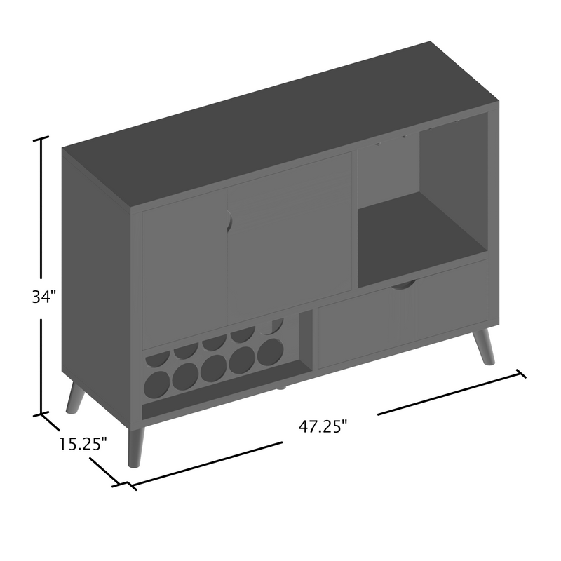 Adira Scandinavian White Multi-Functional 10-Bottle Wine Bar Cabinet