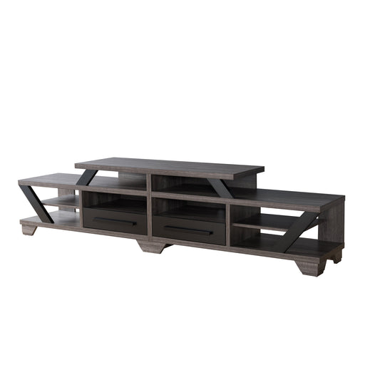 Christy Distressed Grey and Black Multi-Functional 82-Inch TV Console