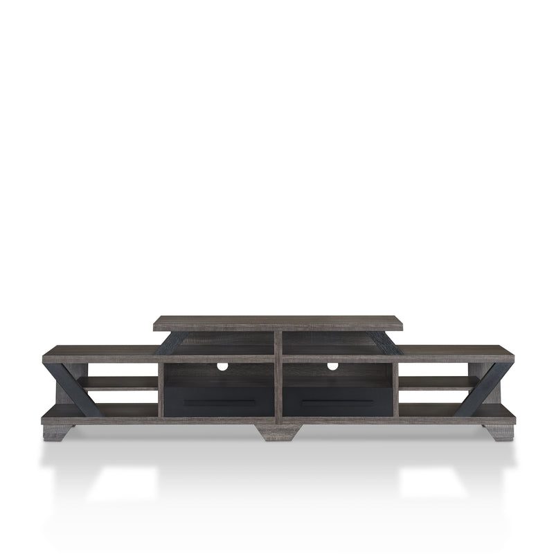 Christy Distressed Grey and Black Multi-Functional 82-Inch TV Console
