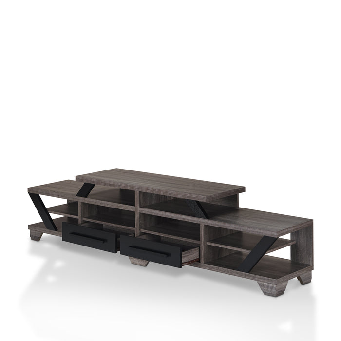 Christy Distressed Grey and Black Multi-Functional 82-Inch TV Console