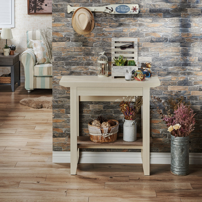 Adelene Mid-Century Modern Ivory Sofa Table