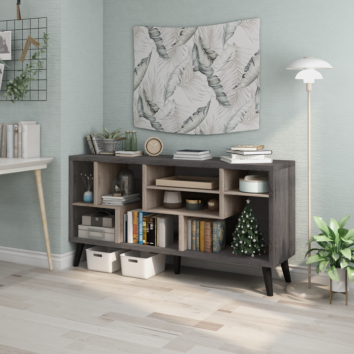 Marcusson Distressed Grey Open Shelf 60-inch TV Console