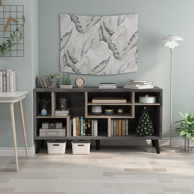 Marcusson Distressed Grey Open Shelf 60-inch TV Console