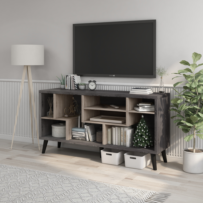 Marcusson Distressed Grey Open Shelf 60-inch TV Console