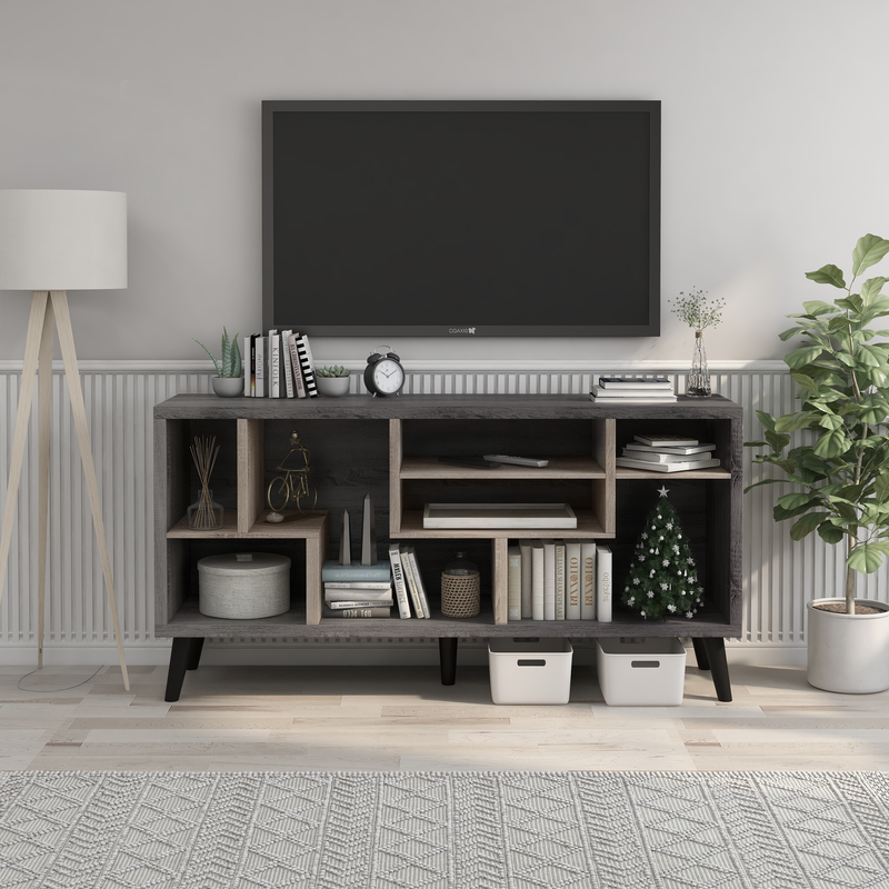 Marcusson Distressed Grey Open Shelf 60-inch TV Console