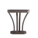 Front-facing view of modern walnut oak finish console table on white background