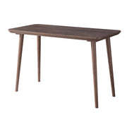 Angled view of contemporary walnut oak finish desk on white background