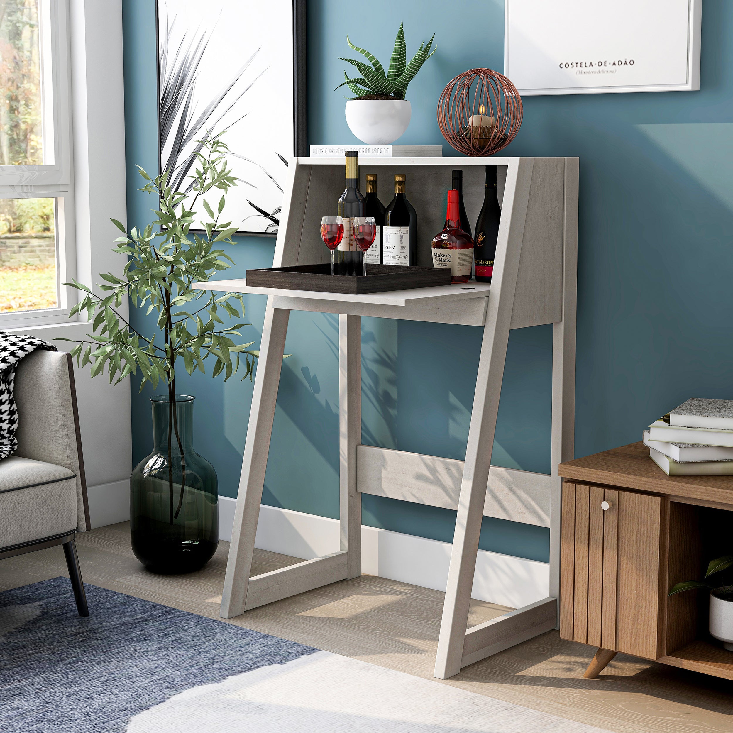 Keaton Urban Compact Flip-open 26-inch Computer Desk with Drawer — 24/7 ...