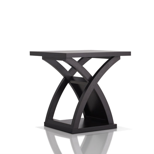 Arkely Espresso Hourglass Shaped Pedestal Base End Table