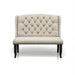  Front-facing ambrosia transitional beige nailhead trim fabric loveseat dining bench on a white background