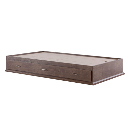 Thea Modern Distressed Walnut Platform Storage Bed