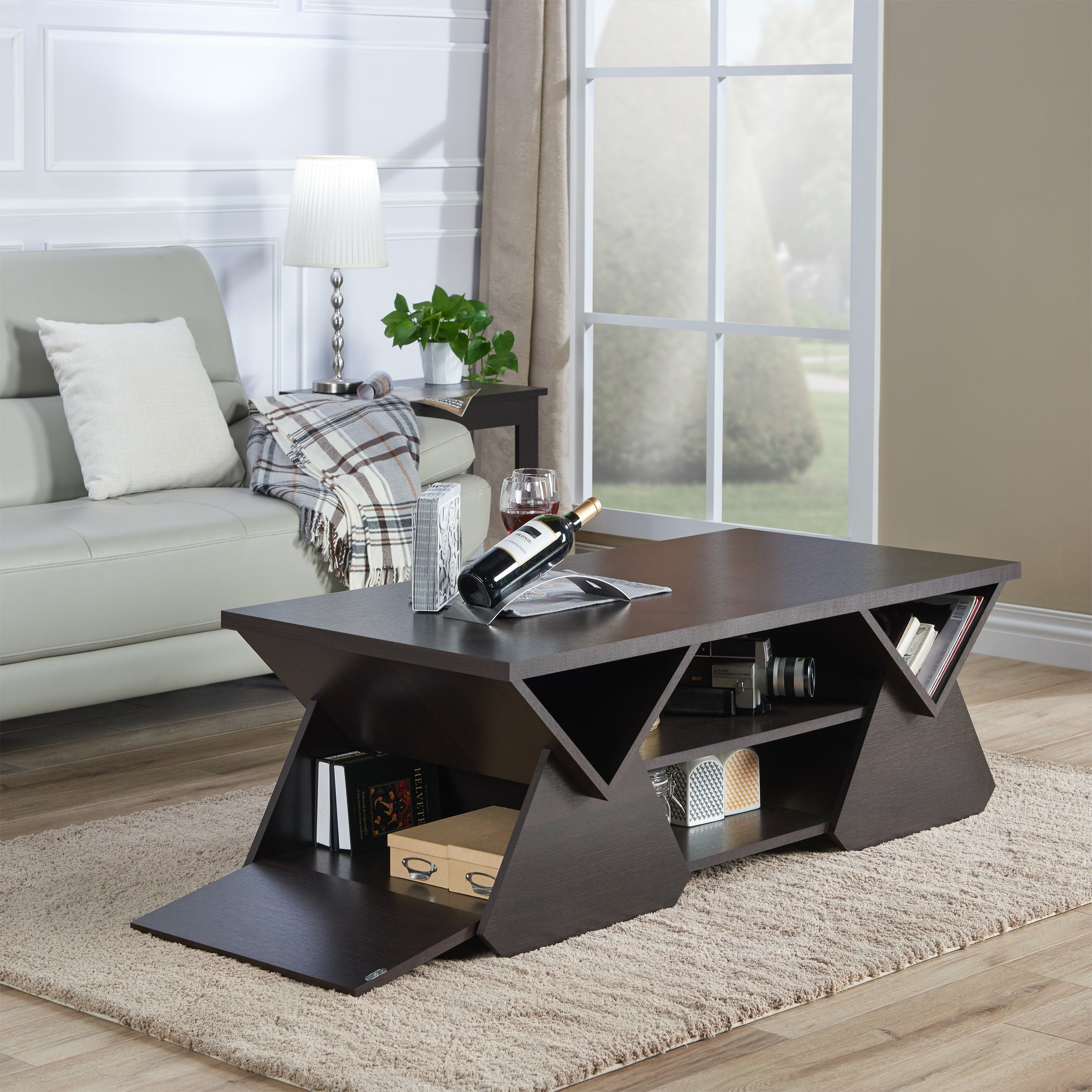 Madson Modern Espresso Finished Multi-Storage Coffee Table — 24/7 Shop ...