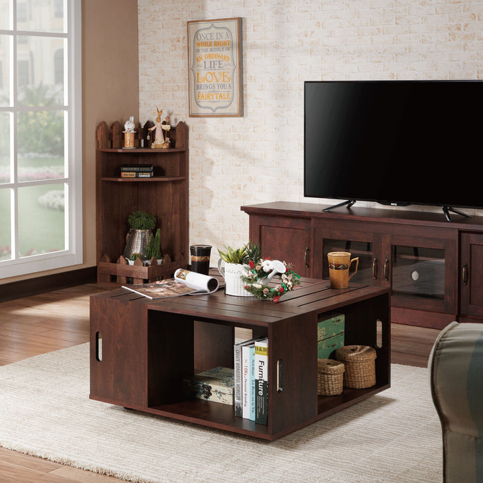 Rustic Style Crate Walnut Coffee Table