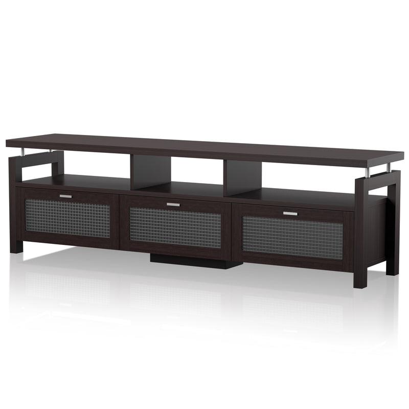 Castro Espresso and Frosted Pull-Down 3-Cabinet 70-inch TV Console