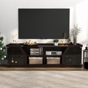 Andrian Espresso Multi Shelf 70-inch TV Stand with Glass Cabinet Doors
