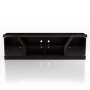 Andrian Espresso Multi Shelf 70-inch TV Stand with Glass Cabinet Doors