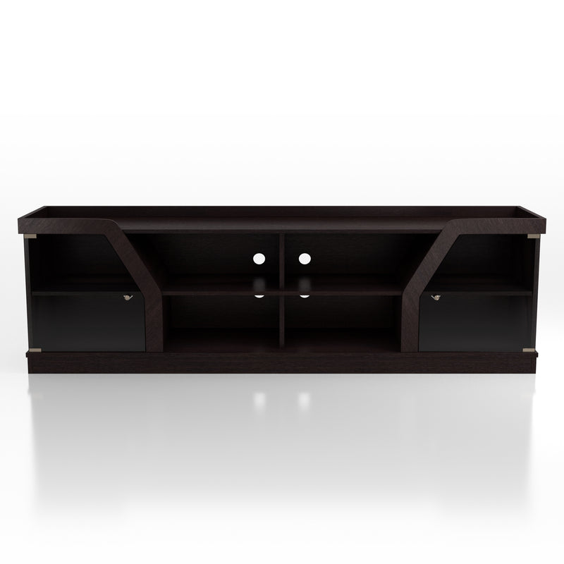 Andrian Espresso Multi Shelf 70-inch TV Stand with Glass Cabinet Doors