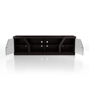 Andrian Espresso Multi Shelf 70-inch TV Stand with Glass Cabinet Doors