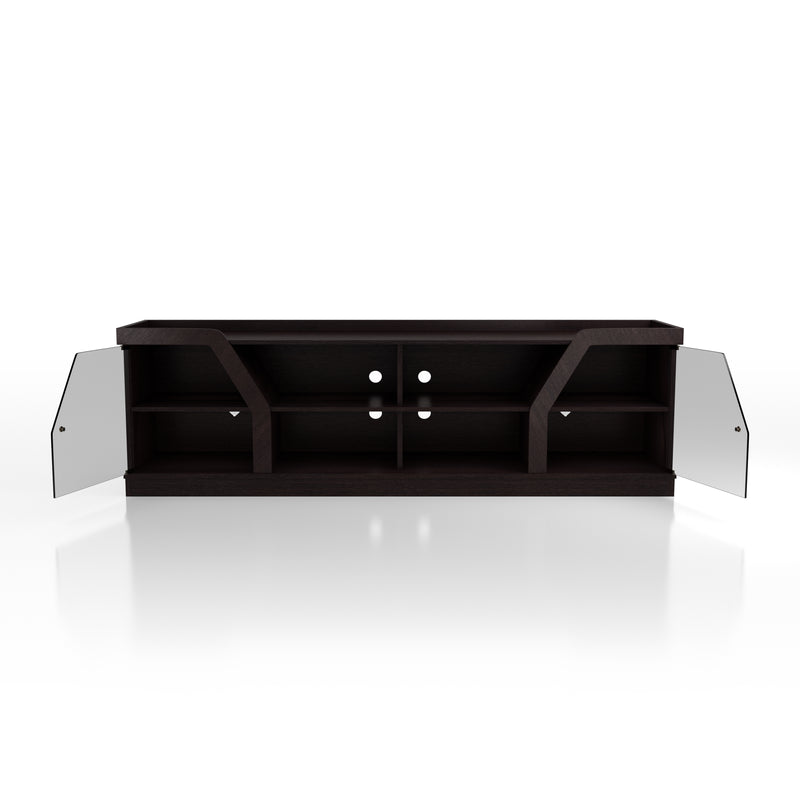 Andrian Espresso Multi Shelf 70-inch TV Stand with Glass Cabinet Doors