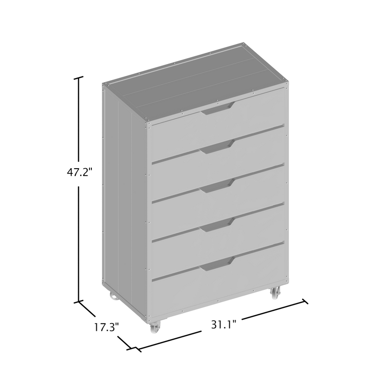 Akina Industrial Vintage Walnut 5-Drawer Mobile Chest