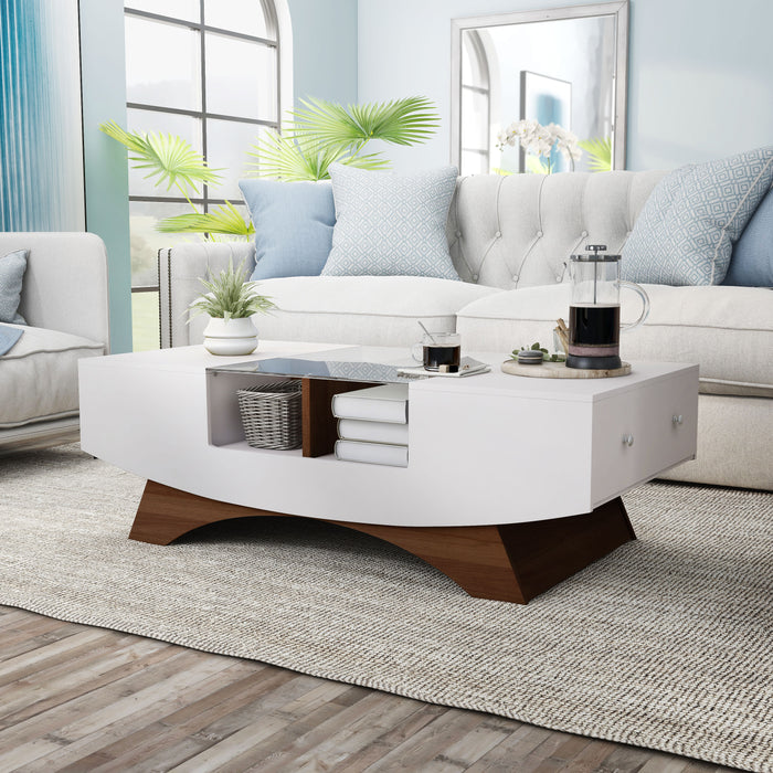 Gregerson Walnut and White Finish Coffee Table