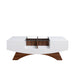 Gregerson White & Walnut 2-Drawer Coffee Table with Glass Insert Top