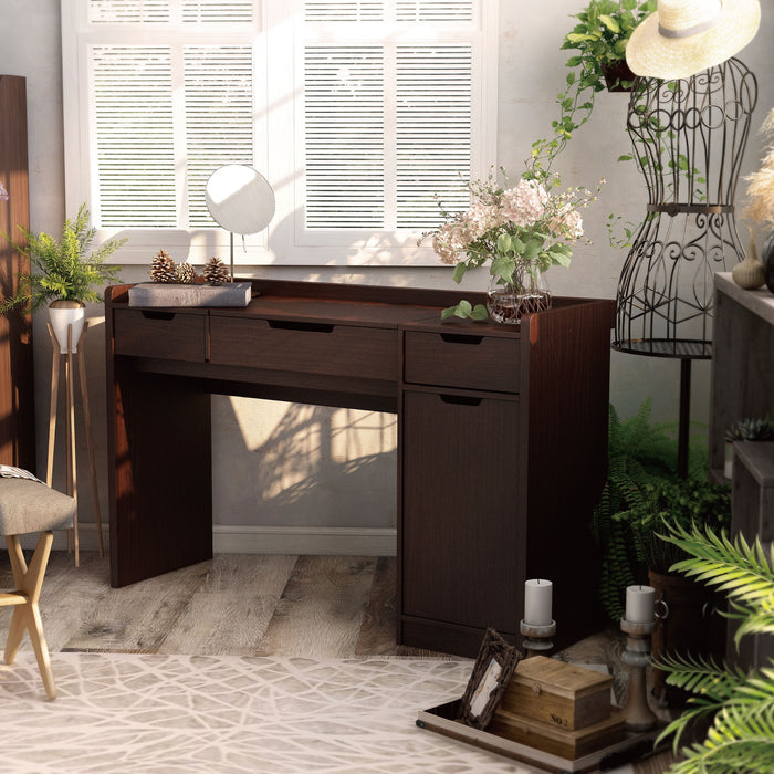 Messa Transitional Espresso Lipped Top Multi-Functional Vanity Table
