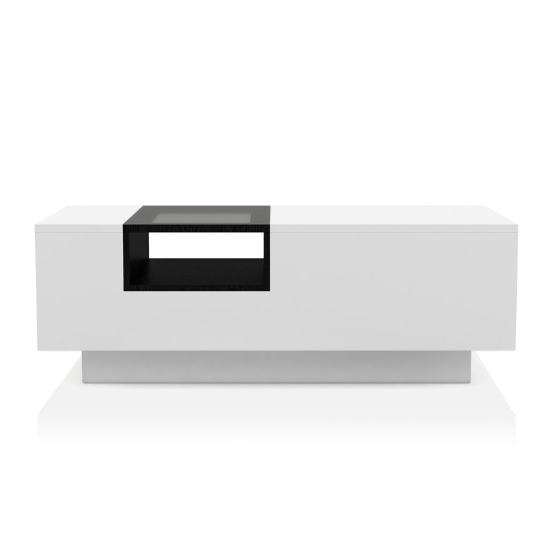 Kalista Boxed Window Shelf Black White Coffee Table