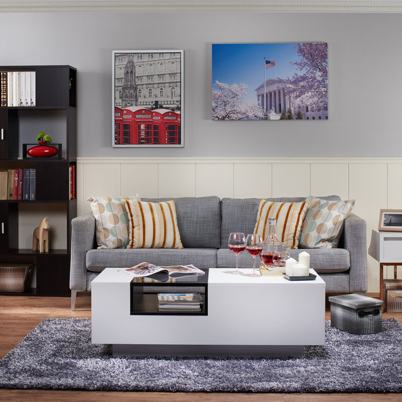 Kalista Boxed Window Shelf Black White Coffee Table