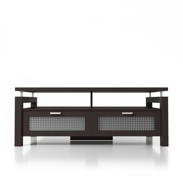 Castro Espresso and Frosted Pull-Down 2-Cabinet Storage Coffee Table