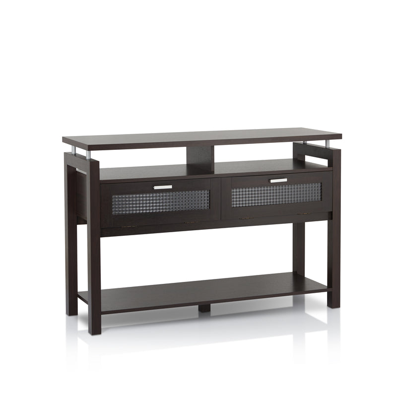 Castro Espresso and Frosted Pull-Down 2-Cabinet Console Table