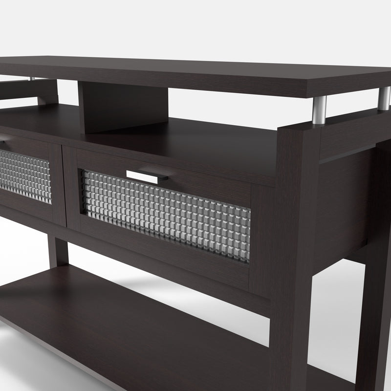 Castro Espresso and Frosted Pull-Down 2-Cabinet Console Table