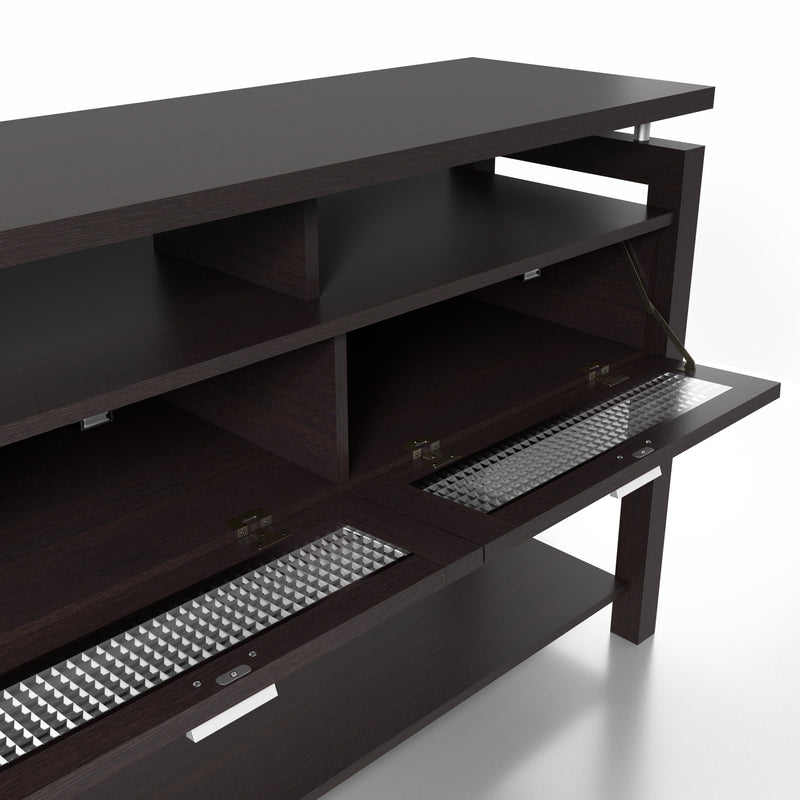 Castro Espresso and Frosted Pull-Down 2-Cabinet Console Table