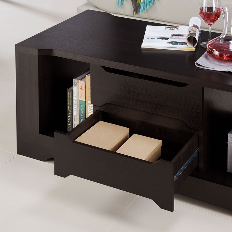 Denaldo Modern 2-Drawer Espresso Coffee Table