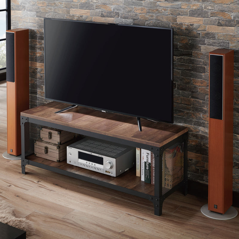 Cantoner Urban Reclaimed Oak & Metal Mesh Shoe Bench with Lower Shelf